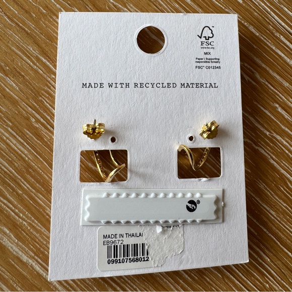 NWT! | MADEWELL Demi-Fine Pavé Double Hoop Earrings, 14k Gold - Picture 14 of 15